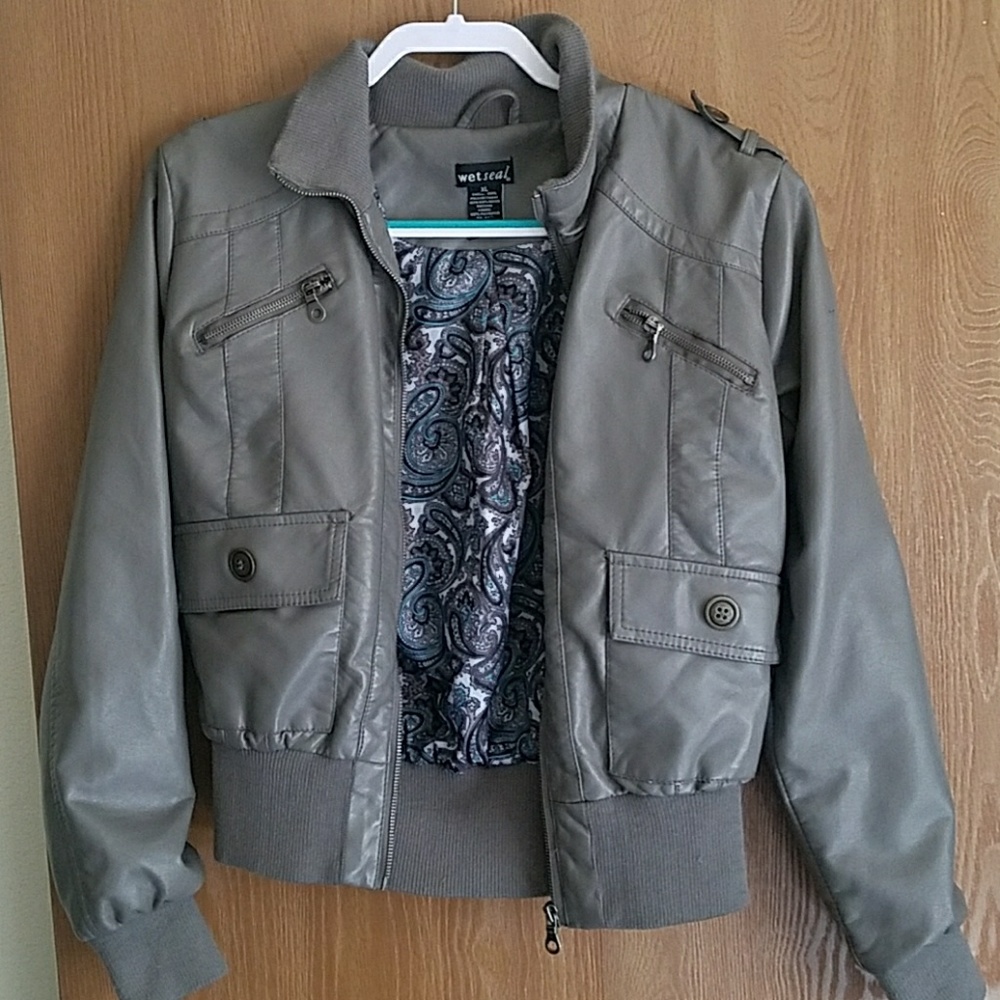 Faux Leather Bomber Jacket
